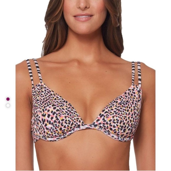 Sanctuary Womens Pink Underwire Animal Print Beachwear Bikini Swim Top NWT - Picture 1 of 6